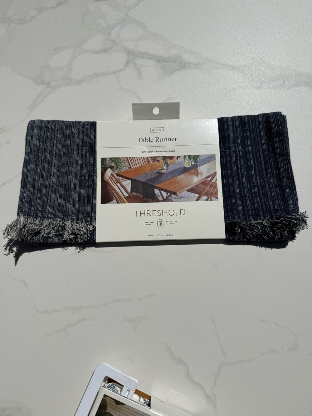 Threshold Blue Cotton Table Runner, NWT